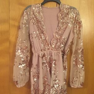 Gold sequin floral Romper